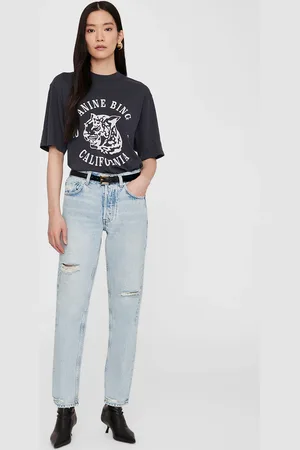ANINE BING Avi Tee Collegiate Leopard in Washed