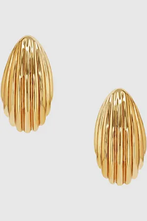 ANINE BING Small Ribbed Drop Earrings - One