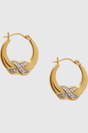 ANINE BING Diamond Cross Hoop Earrings - One