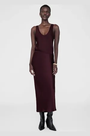 ANINE BING Bar Silk Skirt - Xl