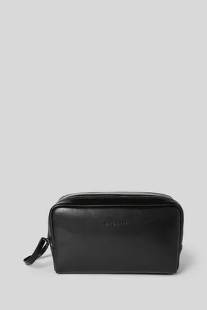 Bugatti Lederkulturtasche mit Label-Prägung Modell 
