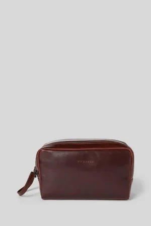 Bugatti Lederkulturtasche mit Label-Prägung Modell 