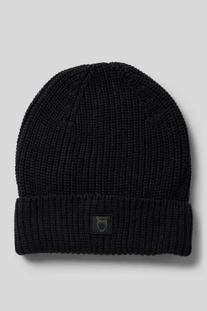 Knowledge Cotton Apparal Beanie mit Umschlag und Label-Patch