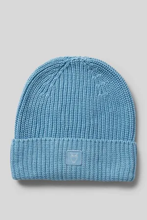 Knowledge Cotton Apparal Beanie mit Umschlag und Label-Patch
