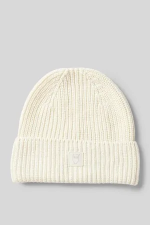 Knowledge Cotton Apparal Beanie mit Umschlag und Label-Patch
