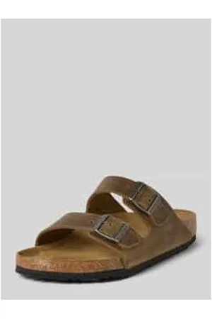 Birkenstock Slides aus Leder mit Dornschließe Modell 