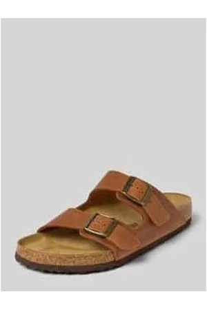 Birkenstock Slides aus Leder mit Dornschließe Modell 