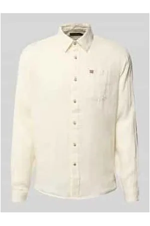 Napapijri Slim Fit Leinenhemd mit Logo-Stitching
