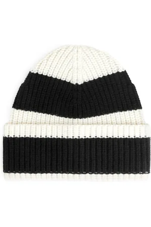 ARKET Klobige Woll-Beanie - Schwarz|Mehrfarbig|Weiß