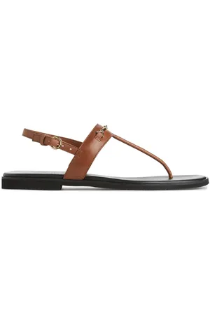 ARKET Zehensteg-Sandalen Aus Leder - |Goldfarben|Mehrfarbig