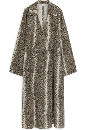 ARKET Wickelkleid In Midilänge - Beige|Schwarz|Mehrfarbig