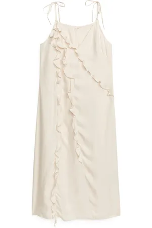 ARKET Midi-Trägerkleid Mit Rüschen - Weiß