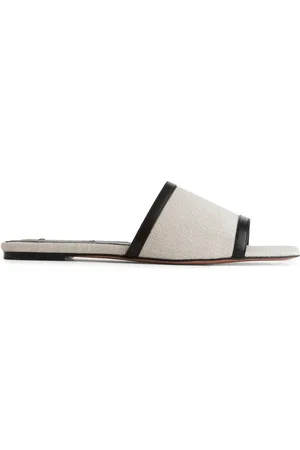 ARKET Leinen-Pantoletten - Beige|Schwarz|Mehrfarbig