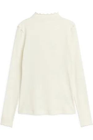 ARKET Geripptes Jerseyshirt - Weiß