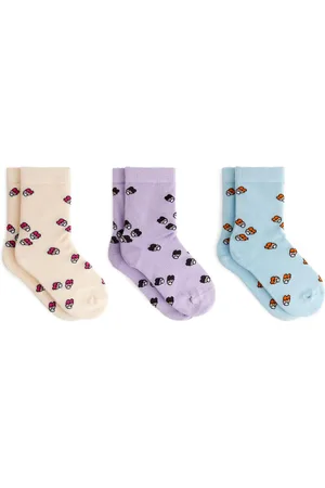 ARKET Baumwollsocken, 3Er-Pack - Gelb|Lila|Blau|Türkis|Mehrfarbig