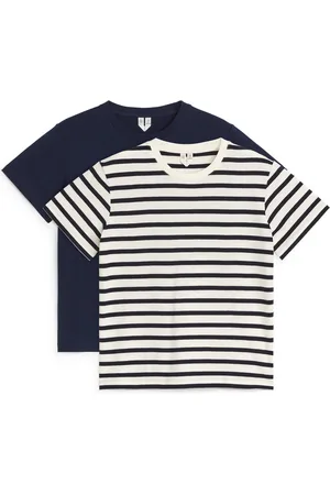 ARKET T-Shirt Mit Rundhalsausschnitt, 2Er-Pack - Blau|Weiß|Mehrfarbig