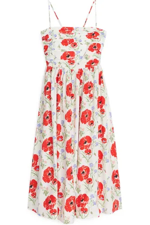 ARKET Midikleid Mit Print - Mehrfarbig|Rot|Weiß