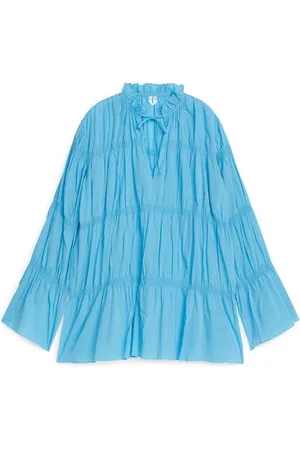 ARKET Gesmokte Bluse - Blau|