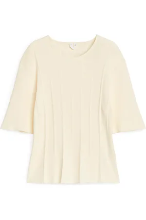 ARKET Rippstrickoberteil - Weiß|Beige
