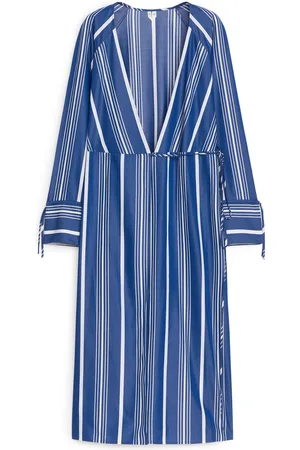 ARKET Wickelkleid In Midilänge - Blau|Mehrfarbig|Weiß