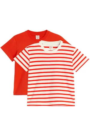 ARKET T-Shirt Mit Rundhalsausschnitt, 2Er-Pack - Rot|Weiß