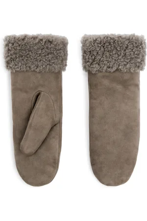 ARKET Gefütterte Velourslederfäustlinge - Beige