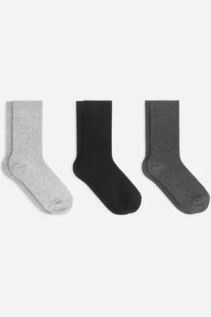 ARKET Gerippte Baumwollsocken, 3Er-Pack - Schwarz|Grau|Mehrfarbig