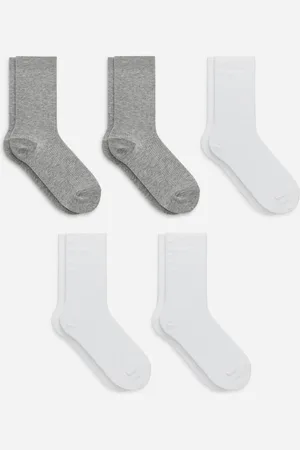ARKET Gerippte Baumwollsocken, 5Er-Pack - Weiß|Grau