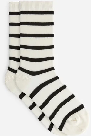 ARKET Gestreifte Baumwollsocken - Beige|Schwarz|Mehrfarbig|Weiß