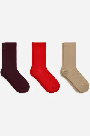 ARKET Gerippte Baumwollsocken, 3Er-Pack - Lila
