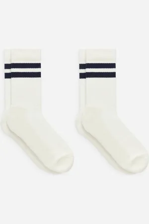ARKET Sportliche Baumwollsocken - Blau|Mehrfarbig|Weiß