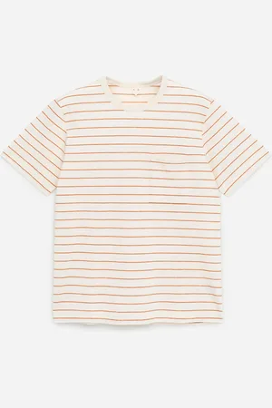 ARKET T-Shirt Aus Baumwolle Und Leinen - Weiß|Orange