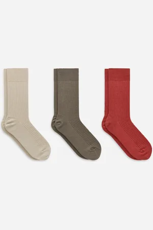 ARKET Gerippte Socken Aus Supima-Baumwolle, 3Er-Pack - Rot