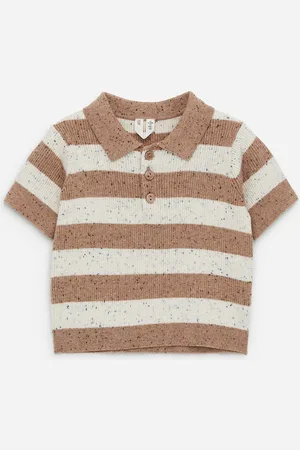 ARKET Rippstrick-Poloshirt - Beige|Weiß|Mehrfarbig