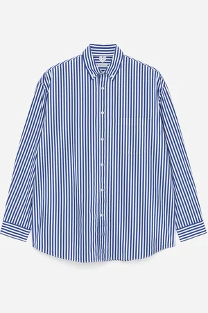 ARKET Oversized-Hemd Aus Popeline - Blau|Weiß|Mehrfarbig