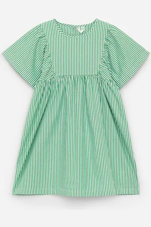 ARKET Kleid Aus Baumwoll-Popeline - Grün|Weiß|Mehrfarbig