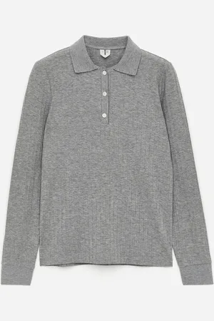 ARKET Geripptes Poloshirt - Grau