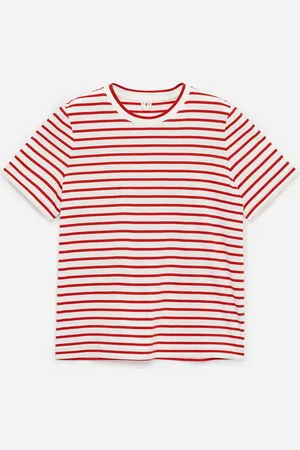ARKET Lily Leichtes T-Shirt - Rot|Weiß|Mehrfarbig