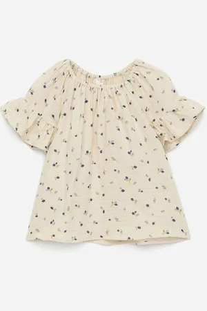 ARKET Bluse Mit Rüschenärmeln - Beige|Blau|Mehrfarbig