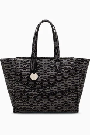 Emporio Armani Großer Shopper aus Canvas mit durchgehendem Monogramm aus Jacquard-Stoff