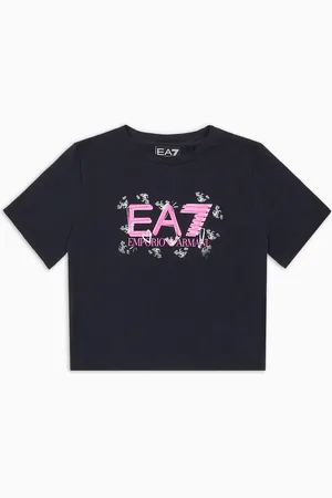 EA7 Logo Series Girl T-Shirt aus Baumwollstretch