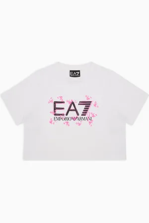 EA7 Logo Series Girl T-Shirt aus Baumwollstretch