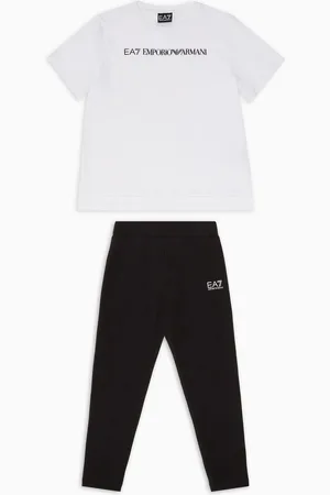 EA7 Logo Series Girl Set aus T-Shirt und Leggings, gefertigt aus Baumwolle
