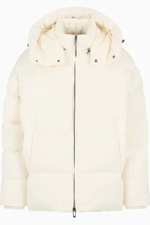 Emporio Armani Wasserabweisende Daunenjacke mit durchgehendem Reißverschluss aus gestepptem Ottoman-Nylon