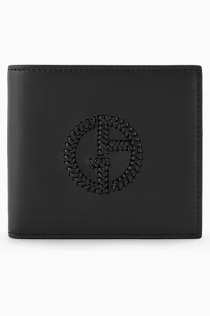 Giorgio Armani Bifold-Portemonnaie mit Münzfach aus Leder mit aufgesticktem Logo