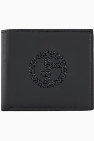 Giorgio Armani Bifold-Portemonnaie mit Münzfach aus Leder mit aufgesticktem Logo