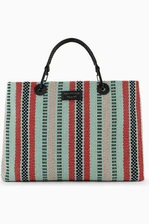 Emporio Armani Mittelgroßer Shopper MyEA aus geflochtenen Panama-Strohfasern