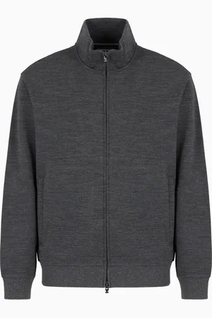 Emporio Armani Travel Essential Cardigan aus Schurwollmischung und Jersey mit durchgehendem Reißverschluss
