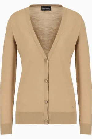 Emporio Armani Cardigan aus reiner schurwolle in glattstrick