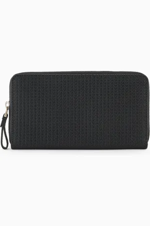 Giorgio Armani Portemonnaie aus Nappa mit umlaufendem Reißverschluss und gesticktem Logo